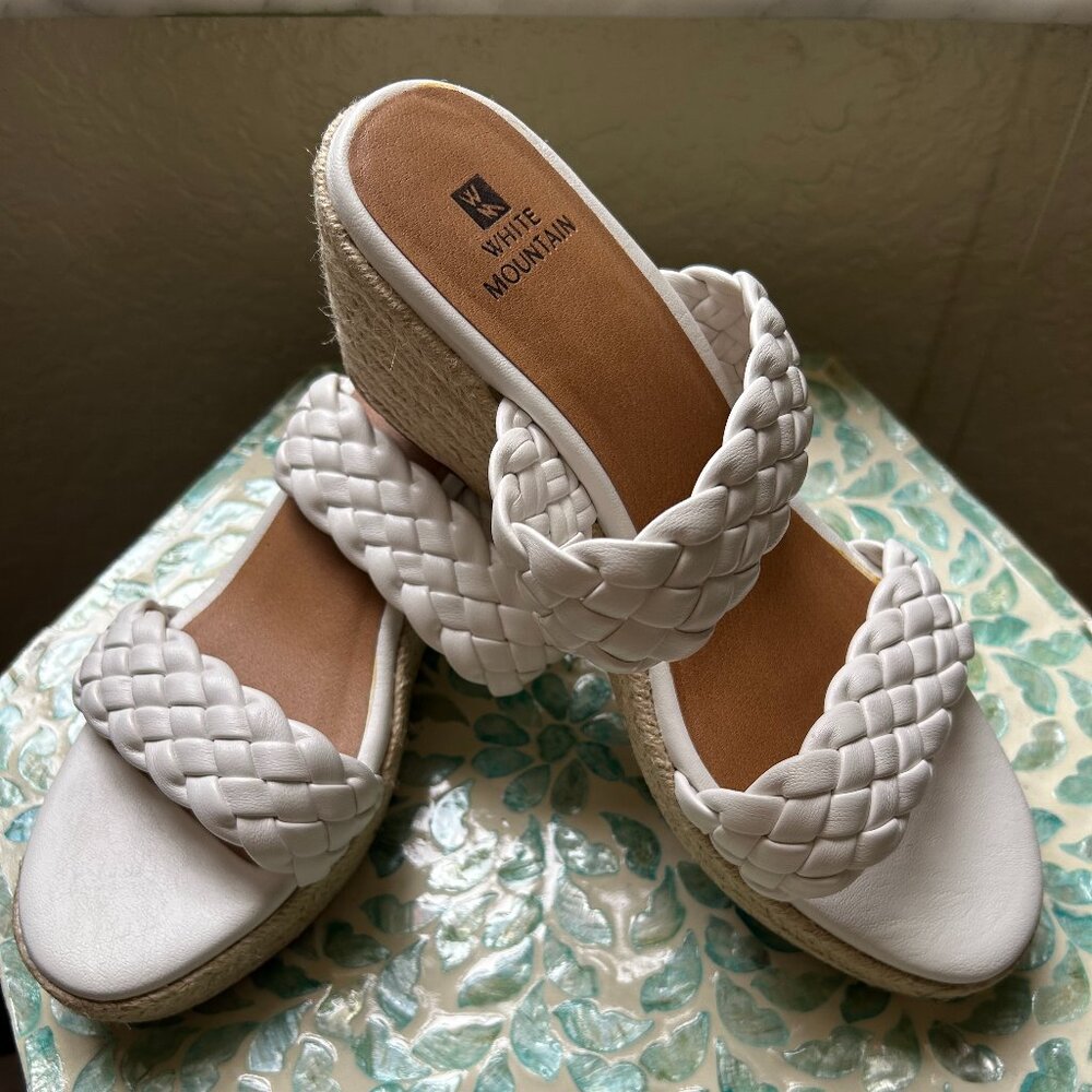 NWOT White Mountain White Braided Wedges